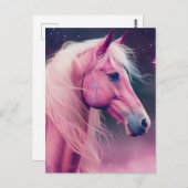 Carte Postale Cheval rose et étoiles (Devant / Derrière)