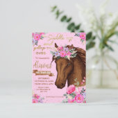 Carte Postale Cheval rose Fête d'Anniversaire (Debout devant)