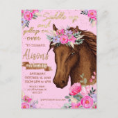 Carte Postale Cheval rose Fête d'Anniversaire (Devant)