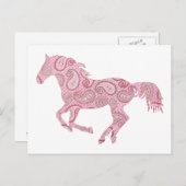 Carte Postale Cheval rose Paisley (Devant / Derrière)