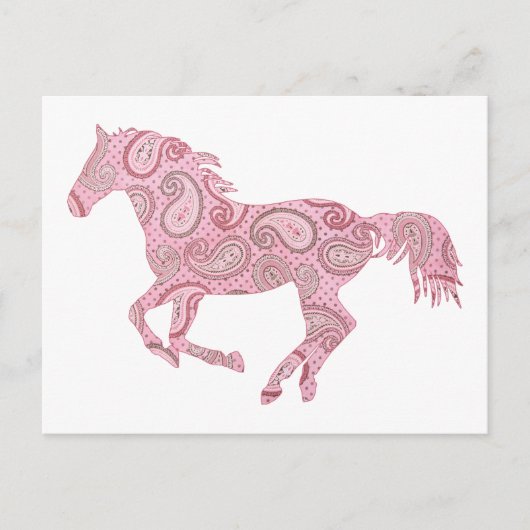 Carte Postale Cheval rose Paisley (Devant)