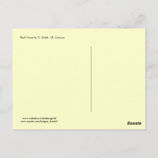 CARTE POSTALE CHEVAL ROUGE (Dos)