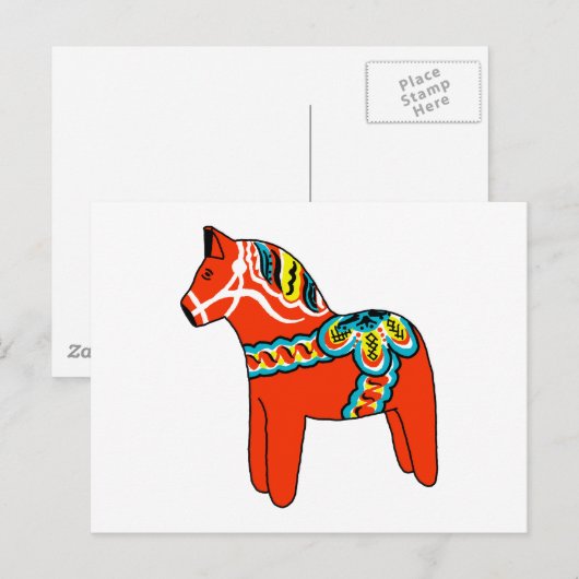 Carte Postale Cheval rouge de Dala (Devant / Derrière)