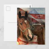 Carte Postale Cheval Rustic Barne drapeau américain (Devant / Derrière)