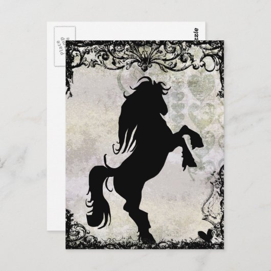 Carte postale Cheval Silhouette (Devant / Derrière)