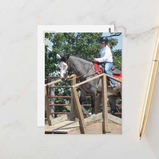 Carte Postale Cheval sur un Pont Trail Classe Comté Fair (Devant/Arrière en situation)