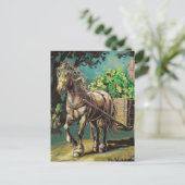 Carte Postale Cheval tirant un panier plein de Shamrocks (Debout devant)