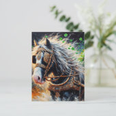 Carte Postale Cheval tirant une charge de Shamrocks (Debout devant)