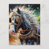 Carte Postale Cheval tirant une charge de Shamrocks (Devant)