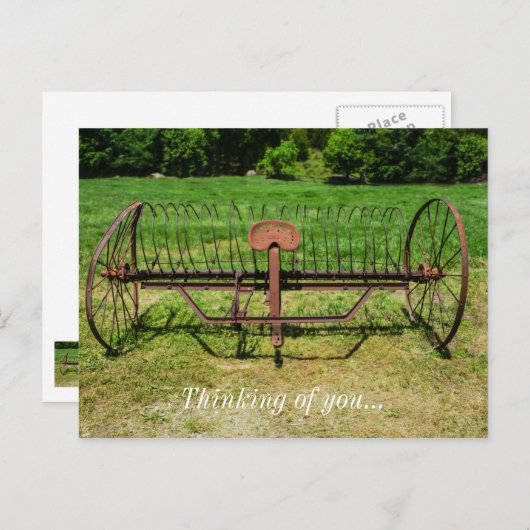 Carte Postale Cheval tiré Hay Rake (Devant / Derrière)