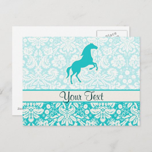 Carte Postale Cheval turquoise (Devant / Derrière)