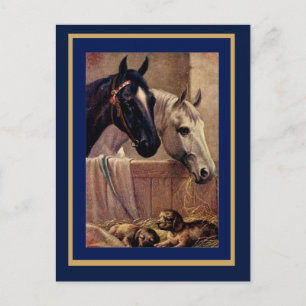 Carte postale Cheval Vintage Chiens