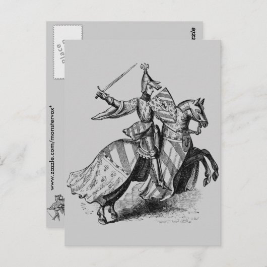 Carte Postale Chevalier à cheval (Devant / Derrière)