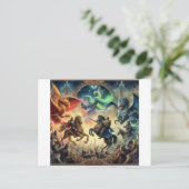 Carte Postale Chevalier combattant des créatures mythiques (Debout devant)