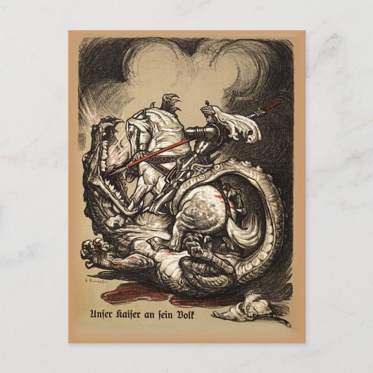 Carte Postale Chevalier contre Dragon (Devant)