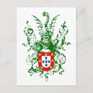 Carte Postale Chevalier, dragon et armoiries portugaises