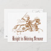 Carte Postale chevalier en armure brillante (Devant / Derrière)