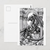Carte Postale Chevalier épique vs Fantasy Dragon (Devant / Derrière)