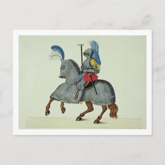 Carte Postale Chevalier et cheval en armure, assiette de 'A Hist (Devant)