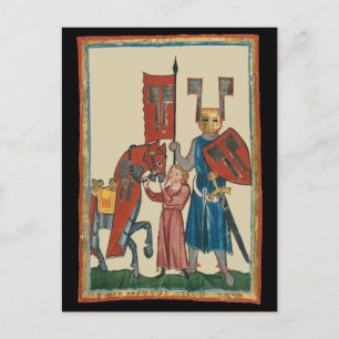 Carte Postale Chevalier et écureuil, Art médiéval du XIVe siècle