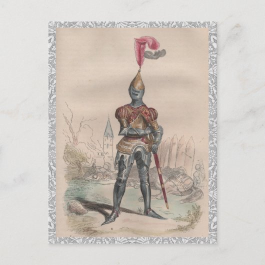 Carte Postale Chevalier français en armure complète de dentelle (Devant)
