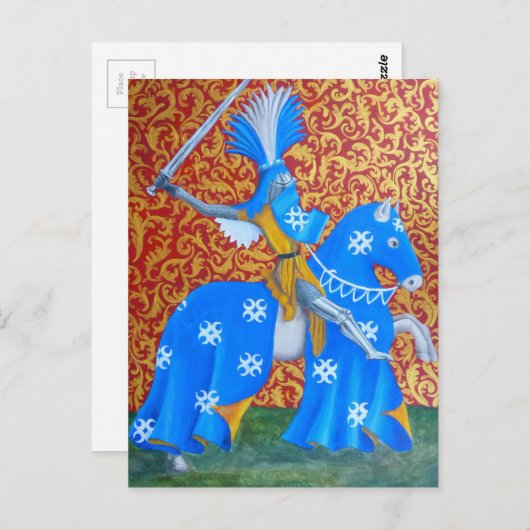 Carte Postale Chevalier médiéval (Devant / Derrière)