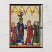 Carte Postale Chevalier Médiéval Avec Oie Sur La Tête (Devant)