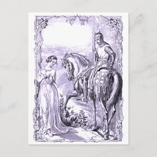 Carte Postale Chevalier médiéval et Dame (Devant)