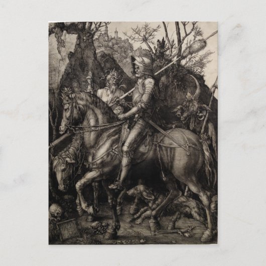 Carte Postale Chevalier, mort et le diable par Albrecht Durer (Devant)