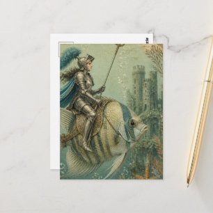 Carte Postale Chevalier Poisson Ange Drôle