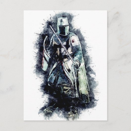 Carte Postale Chevalier Templier Le croisé guerrier héroïque (Devant)