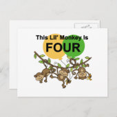 Carte Postale Chevaliers et cadeaux de 4e anniversaire des singe (Devant / Derrière)