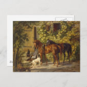 Carte Postale Chevaux à la Porche (Devant / Derrière)