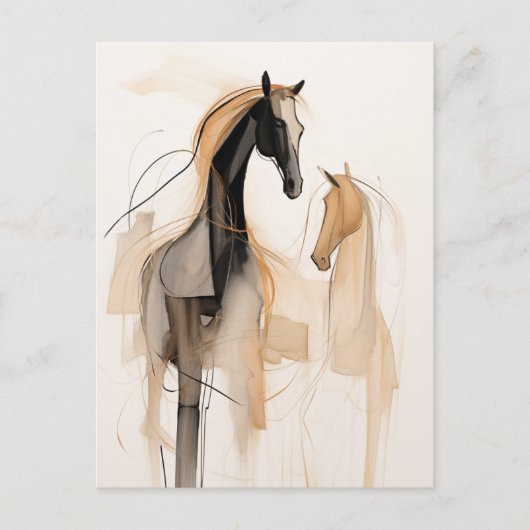 Carte Postale Chevaux Abstraits (Devant)