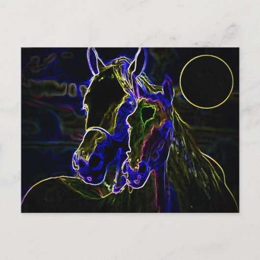 Carte Postale Chevaux Blacklight (Devant)