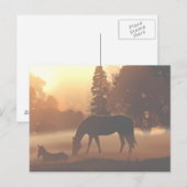 Carte Postale Chevaux dans le brouillard matinal2 (Devant / Derrière)