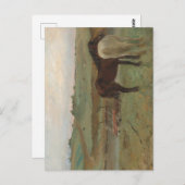 Carte Postale Chevaux dans une prairie, Peinture à l'huile, Edga (Devant / Derrière)