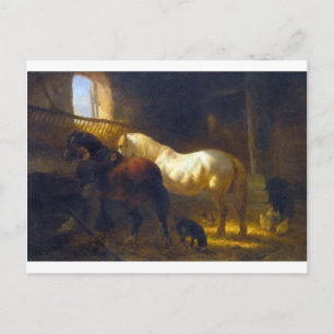 Carte Postale Chevaux dans une stabilité