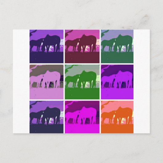 Carte Postale Chevaux d'art pop (Devant)