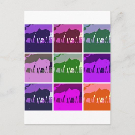 Carte Postale Chevaux d'art pop (Devant)