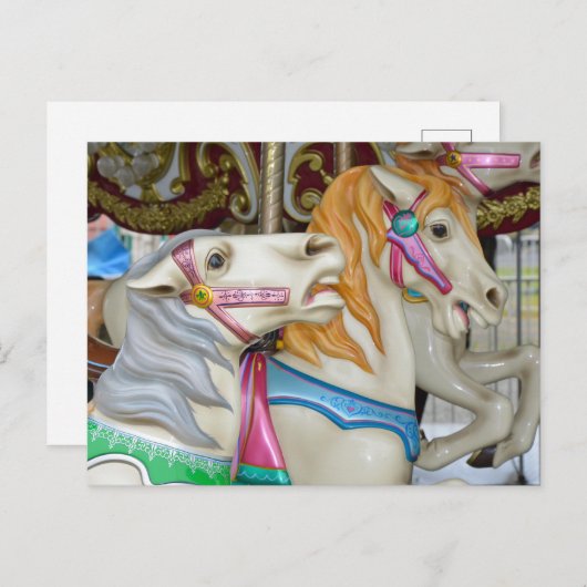 Carte Postale Chevaux de carrousel (Devant / Derrière)