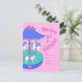 Carte Postale Chevaux de carrousel 1er anniversaire (Debout devant)