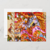 Carte Postale Chevaux de Carrousel Fun Lumineux (Devant / Derrière)