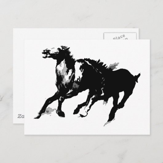 Carte Postale Chevaux de course (Devant / Derrière)