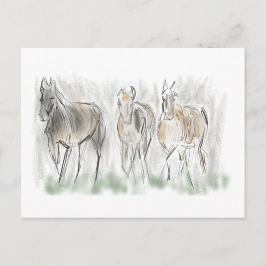 Carte Postale Chevaux de course Abstraits (Devant)