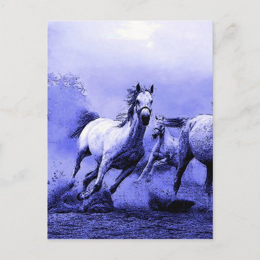 Carte Postale Chevaux de course et Lune Bleue (Devant)