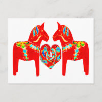 Chevaux de Dala suédois avec coeur