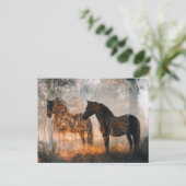 Carte Postale Chevaux Double exposition (Debout devant)