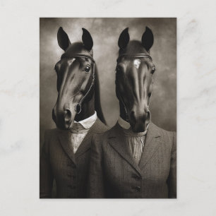 Carte Postale Chevaux en costumes noir et blanc