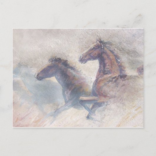 Carte Postale Chevaux En Stampede (Devant)
